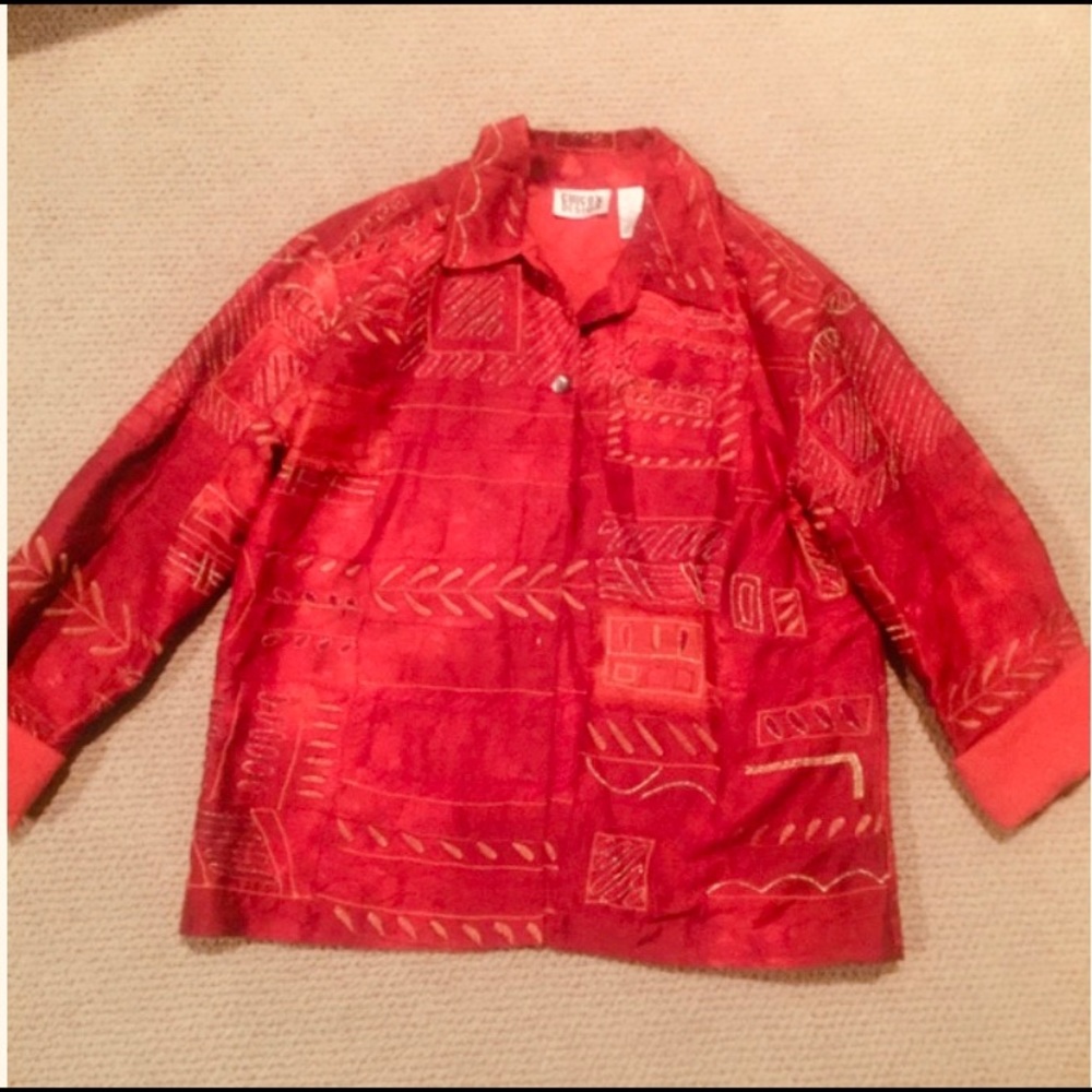 Red Chico's Design Jacket with gold embroidery
